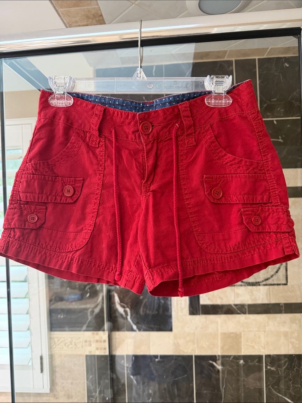 UNIONBAY Red Cargo Shorts with Button Flap Pockets